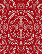 Crimson White Intricate Floral Medallion Rug