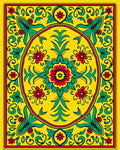 Vibrant Yellow Floral Medallion Accent Rug