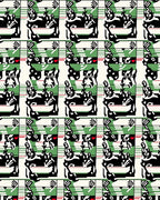 Black Green Red Abstract Geometric Stripes Rug