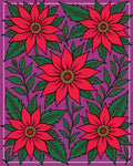 Red Floral Bloom With Green Foliage Rug