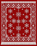Holiday Red Snowflake Border Rug