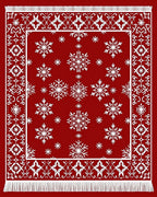 Holiday Red Snowflake Border Rug