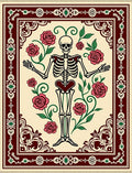 Crimson Rose Skeleton Garden Border Rug