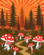 Whimsical Red Mushroom Forest Path Rug