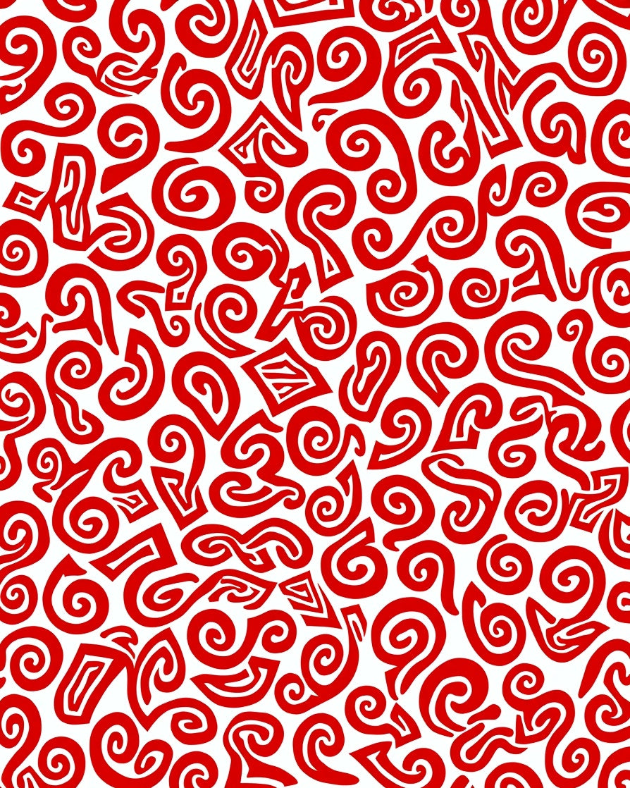 Crimson Swirl Abstract Organic Forms Rug