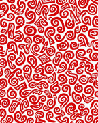 Crimson Swirl Abstract Organic Forms Rug