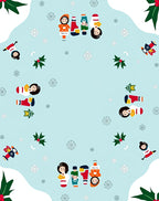 Whimsical Christmas Friends Snowflakes Rug