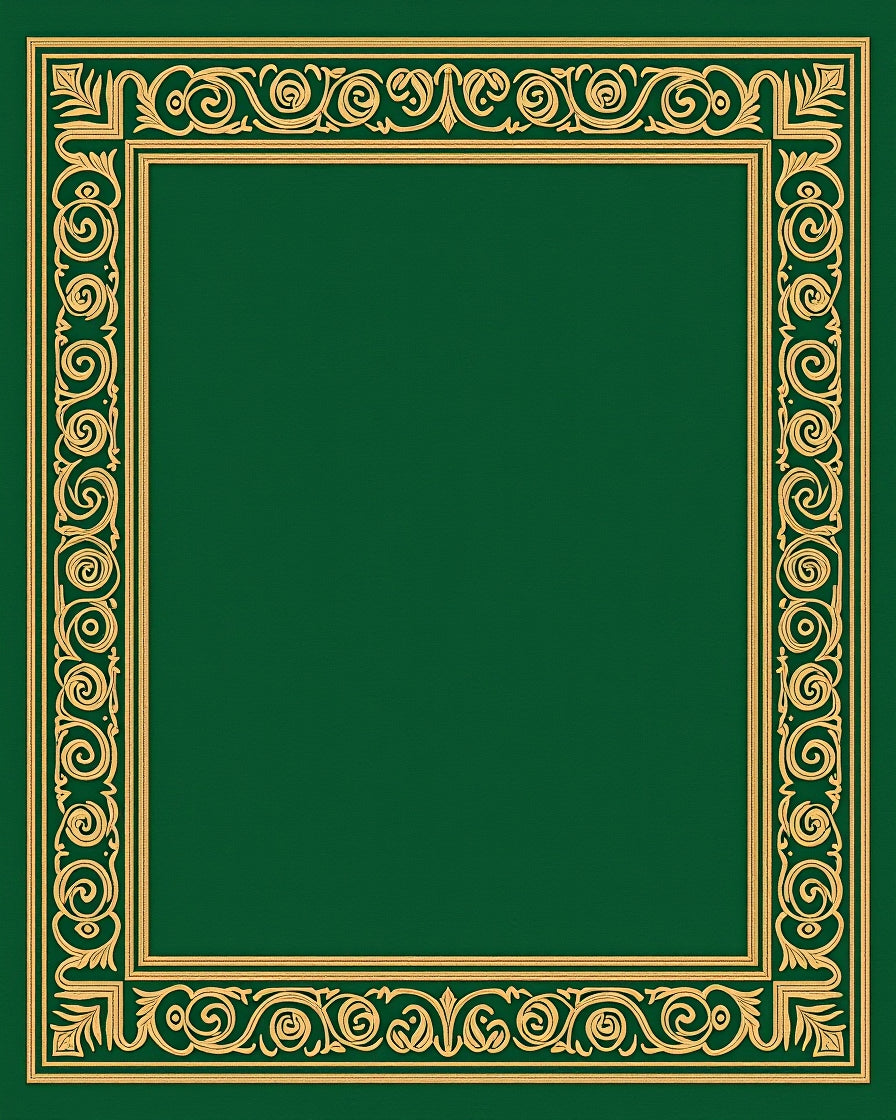 Emerald Green Gold Scroll Border Rug