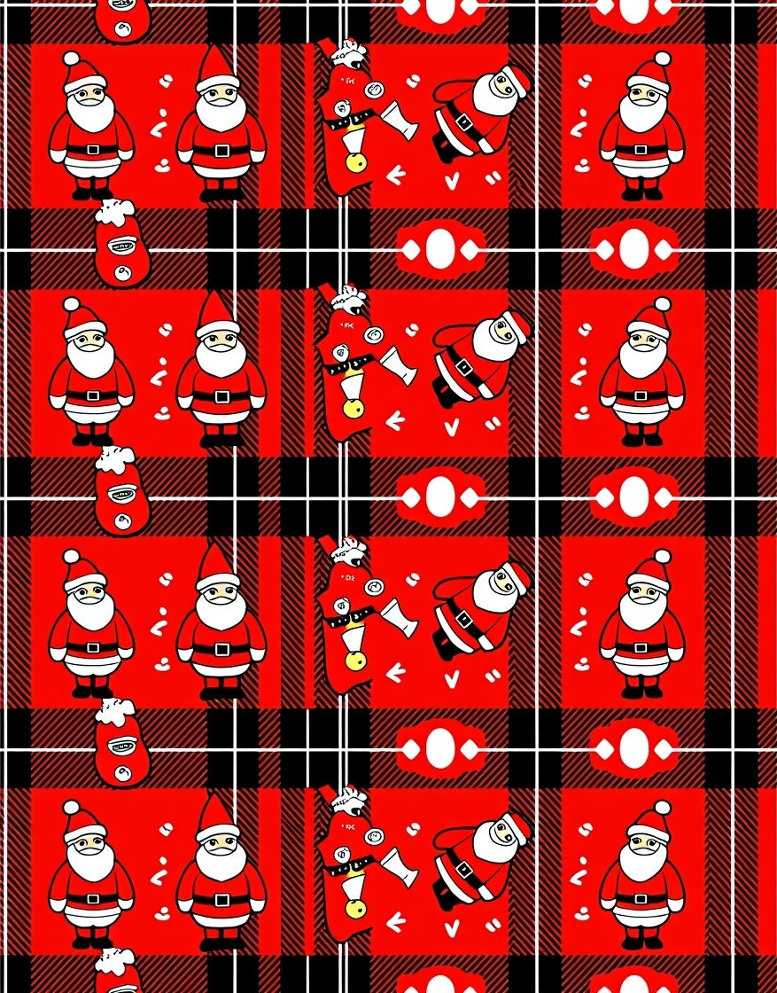 Festive Red Plaid Santa Claus Repeat Rug