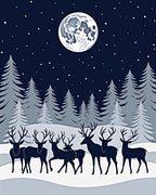 Midnight Winter Moon Deer Herd Rug