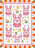 Pink Bunnies and Pastel Eggs Whimsical Rug