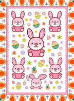 Pink Bunnies and Pastel Eggs Whimsical Rug