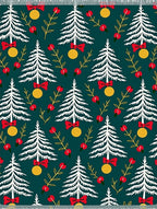 White Pine Tree Christmas Red Bow Rug
