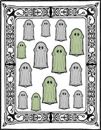 Whimsical Green Gray Ghost Gathering Rug