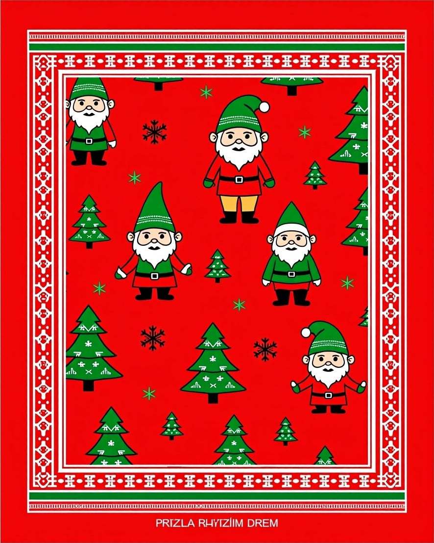 Christmas Gnomes With Trees Red Area Rug