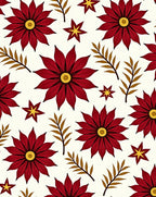 Crimson Floral Star Botanical Rug