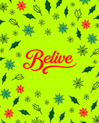 Bright Green Festive Holly Snowflakes Rug