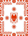 Red Fox Floral Square Accents Rug