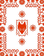 Red Fox Floral Square Accents Rug