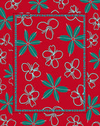 Chic red floral leaf border Rug