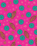 Bright Pink Teal Feather Star Medallion Rug