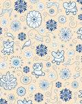 Playful Blue Animals and Floral Garland Rug