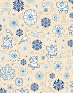 Playful Blue Animals and Floral Garland Rug