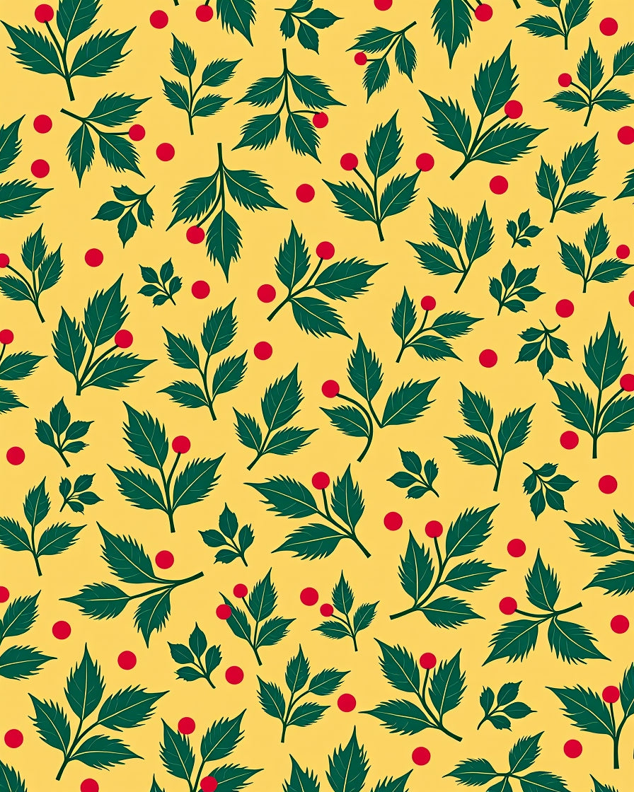 Yellow Red Green Leafy Branch Rug