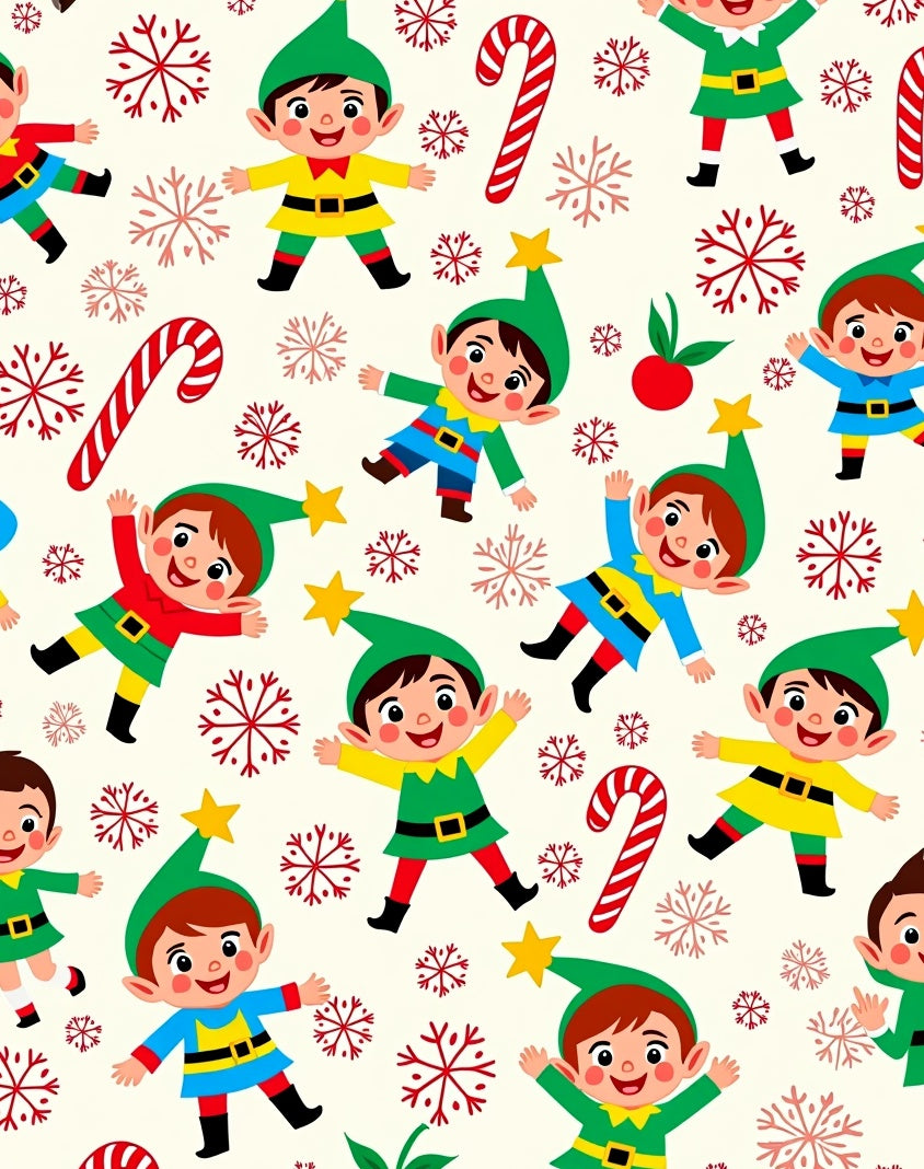 Whimsical Elf Candy Cane Snowflake Collection Rug