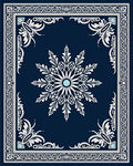 Deep Blue White Snowflake Medallion Rug