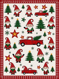 Festive Gnomes Red Truck Christmas Trees Rug