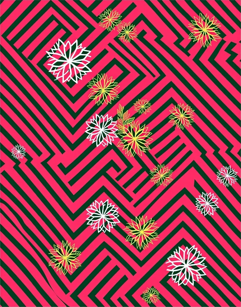 Vibrant Pink Maze Floral Bloom Rug