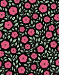 Vibrant Pink Roses Black Garden Rug