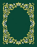 Golden Green Floral Scroll Frame Rug