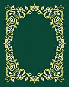Golden Green Floral Scroll Frame Rug