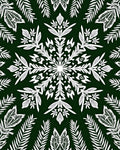 White Fern Mandala Green Rug