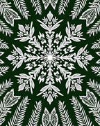 White Fern Mandala Green Rug