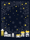 Whimsical Yellow Houses Starry Night Rug