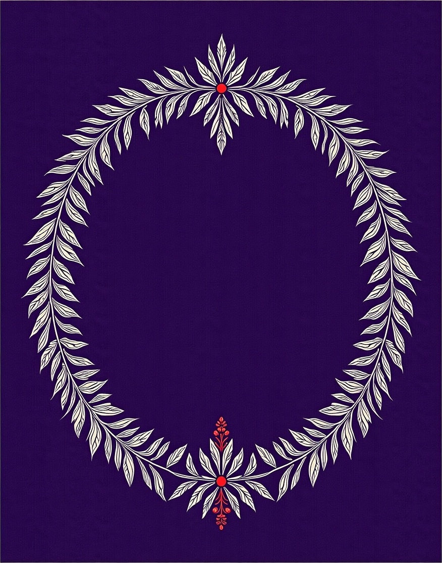 Oval Laurel Wreath With Red Accents Rug