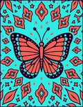 Coral Butterfly Turquoise Garden Rug