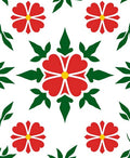 Bold Red Floral Green Foliage Rug