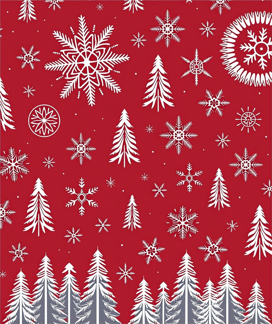 Winter Wonderland Snowflakes Pine Forest Rug