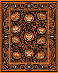 Orange Pumpkin Spooky Swirls Border Rug