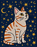 Whimsical Starry Night Cat Rug