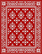 Vibrant Red White Medallion Border Rug