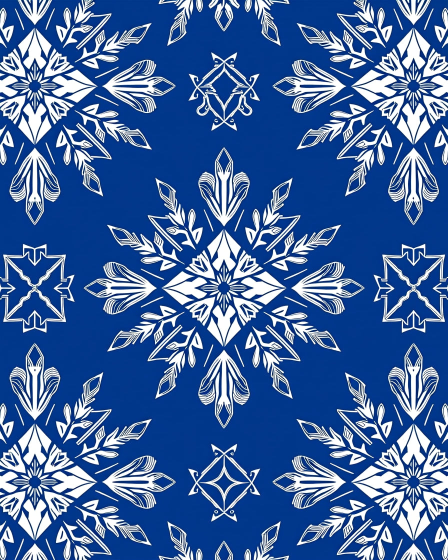 Faceted Blue White Starburst Rug