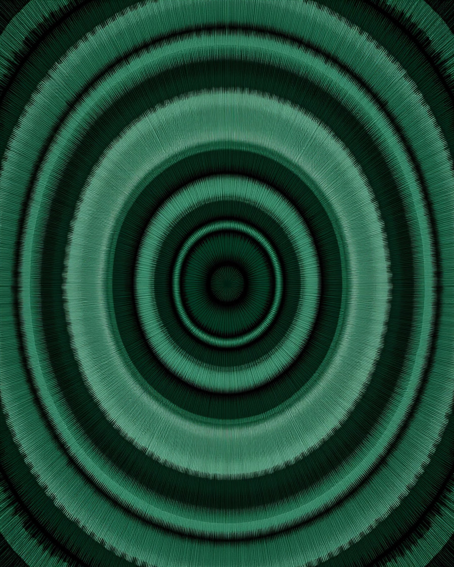 Deep Emerald Concentric Circles Rug