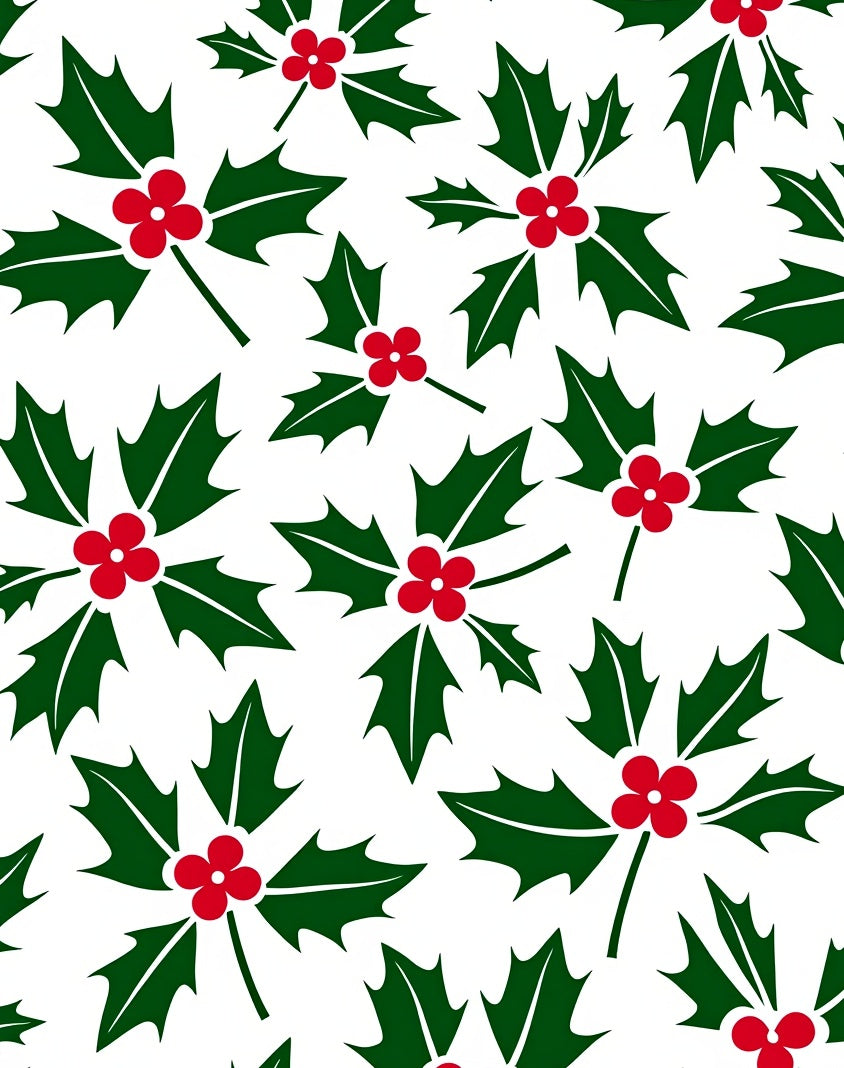 Festive Red Berry Holly Sprigs Rug