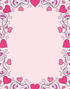 Pink Heart Vine Border Rug