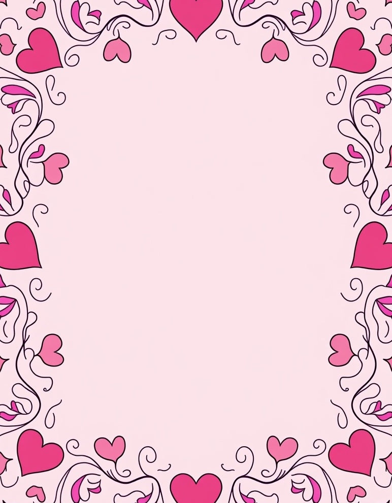 Pink Heart Vine Border Rug